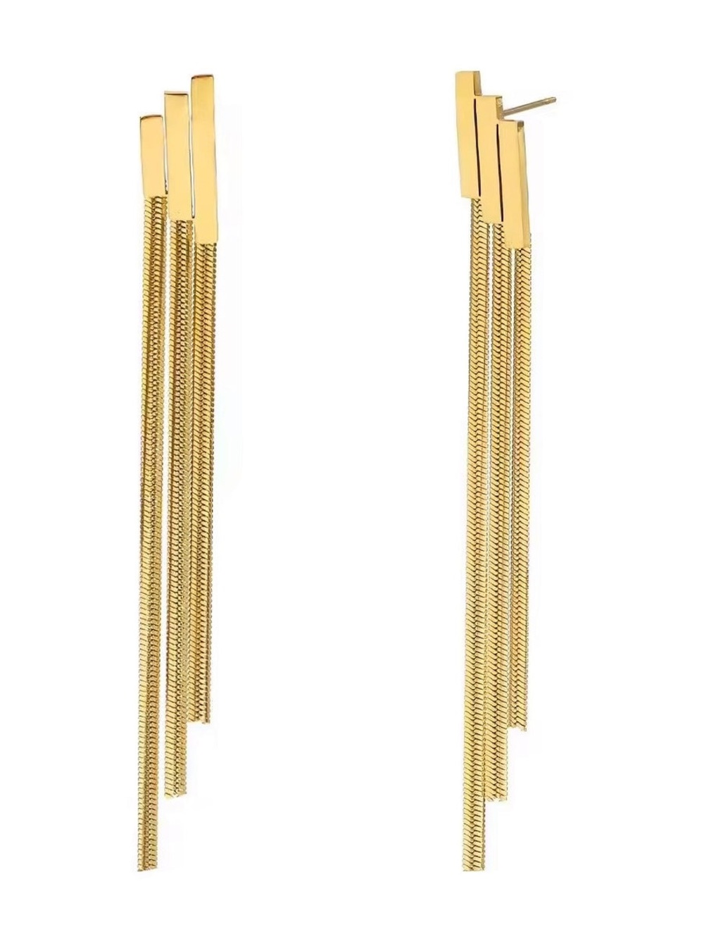Gold Fringe Chain Drop Tassel Earrings